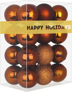 Bronze 2.5" Christmas Balls Christmas Tree Decoration Ornaments Shatterproof Hanging Balls for Birthday Halloween Holiday Wedding Decorations Set of 24pcs