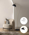 HarvestLand Halo Brass Floor Reading Lamp – Standing Reading Lamps with Solid Base, Black Reading Floor Lamp for Living Room, Bedside Table or Over Chair Use, Reading Light Standing Lamp