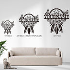 Personalized Dream Catcher Metal Wall Art - Custom Name Iron Sign for Home Decor, 8-30 Inch Black (Style D)