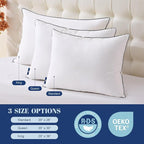 Feather Down Pillows King Size Set of 2, Luxury Hotel Collection Bed Pillow 2 Pack, Airyfil™ Powered Fillings & Feathers Pillow，Fluffy Plush for Side Sleepers,Firm, 20x36 in.