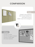 Bumusty Large Cork Board 36" x 24" Alternative - 6 Pack Felt Wall Tiles with 40 Safe Removable Adhesive Tabs, 30 Pushpins, Cork Boards for Walls Pin Board Bulletin Board Office Decor (Olive Green)