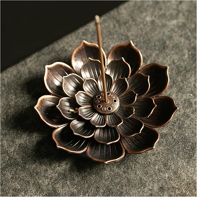 RLECS 4PCS Zinc Alloy Lotus Incense Holder 3.23 Inch Incense Ash Catcher Suitable for Living/Studies/Yoga/Tea Room