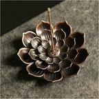 RLECS 4PCS Zinc Alloy Lotus Incense Holder 3.23 Inch Incense Ash Catcher Suitable for Living/Studies/Yoga/Tea Room