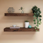 Urbandi Rustic Distressed Floating Shelves, Set of 2, Handmade Out of Pine Wood, 3 Inch Thick, Made in USA (Provincial, 48Lx3Hx8D)