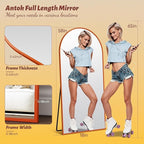 Antok Full Length Mirror, 58"x18" Floor Mirror, Arched Floor Standing Freestanding Arch Full Body Mirrors with Stand for Bedroom, Hanging Mounted for Living Room Cloakroom,Orange