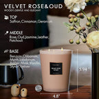 HomeLights Scented Candles | Large Jar Candle-33.3 Oz. Natural Soy Aromatherapy Candles | Up to 130 Hours Burn Time with 3 Cotton Wicks, Home Decorative Fragrance Candles Gift - Velvet Rose Oud