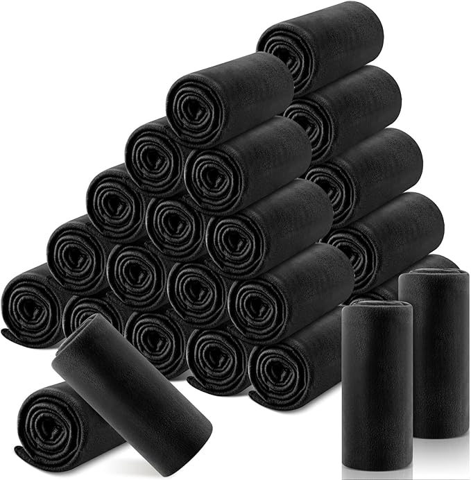 Newwiee 24 Pcs Fleece Throw Blankets Bulk 50'' x 60'' Oeko-tex Standard 100 Certified Spring Outdoor Wedding Guest Blankets Lightweight for Sleepover Donation Lap Pet Sofa Home (Black)
