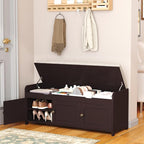 HOMEFORT 41.3" Shoe Bench with Lift Top Storage, Entryway Bench with Cushioned Seat, Wooden End of Bed Bench, Shoe Cabinet Bench with Hidden Storage Space, for Bedroom, Hallway,Espresso