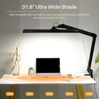 LED Architect Desk Lamp with Clamp, Metal Swing Arm 4500 Lumens Dimming Office Table Lamp for Task Work Drafting Reading Desktop, 342PCS Bright LEDs, 50W Workbench Lamp(Black)
