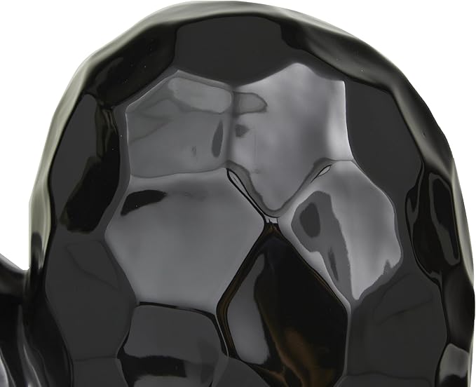 Deco 79 Porcelain Ceramic Heart Decorative Sculpture Dimensional Angled Origami Inspired Home Decor Statue, Accent Figurine 12" x 6" x 11", Black