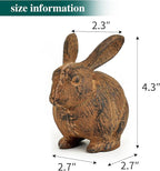 Sungmor Cast Iron Rabbit Statue, Vintage Animal Collection Figurines, Home Office Table Decor, Paperweight, Doorstop, Garden Lawn Cute Ornament, Rust Finish