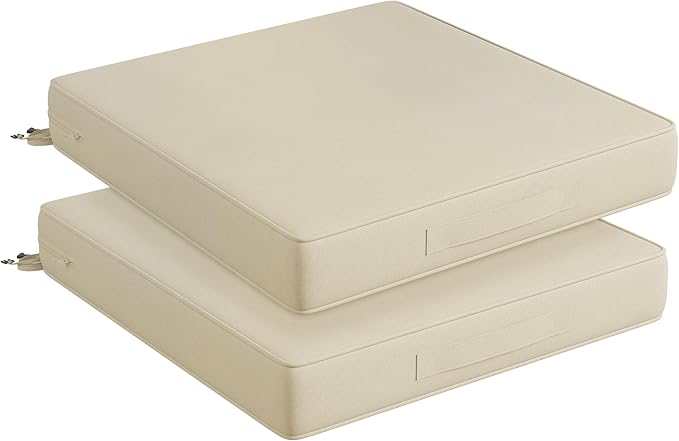 Codi Replacement Couch Cushions 2 Sets, Upholstery Foam with Covers for Sofa Chair Cushion Outdoor Seat - 24 × 24 × 4 Inch, High Density Foam,Beige