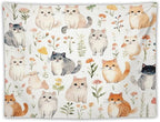 VUMIVI Cute Cat Tapestry Cartoon Pets Flowers Mushrooms Butterflies Watercolor Illustrations Tapestry Wall Hanging for Living Room Bedroom Dorm Classroom Aesthetic Decor W40xL30in