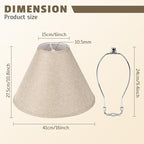 16Inch Large Tan Linen Lamp Shades Set of 2,Rustic Empire Style Fabric Lampshade for Table Lamps and Floor Lamps,Chic Replacement Light Shade,Linen Lamp Shades with Spider Fitter and Harp