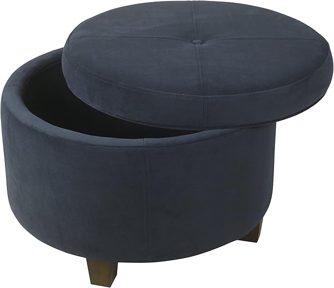 HomePop Large Velvet Storage Ottoman - Navy