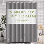 AmazerBath Shower Curtain Liner, 72x78 Grey Shower Curtain Liner, Cute Plastic Shower Curtain Liners, Lightweight Waterproof PEVA Gray Shower Curtains for Bathroom with Magnets and 12 Grommet Holes