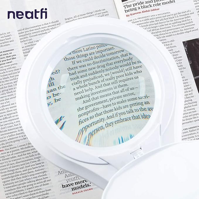 Neatfi 1,200 Lumens LED Magnifying Lamp with Clamp – 5-Inch Lens, 5 Diopter, Dimmable, Adjustable Arm, Includes Microfiber Cloth, Lamp for Reading, Sewing, Crafting (White, 5 Diopter)