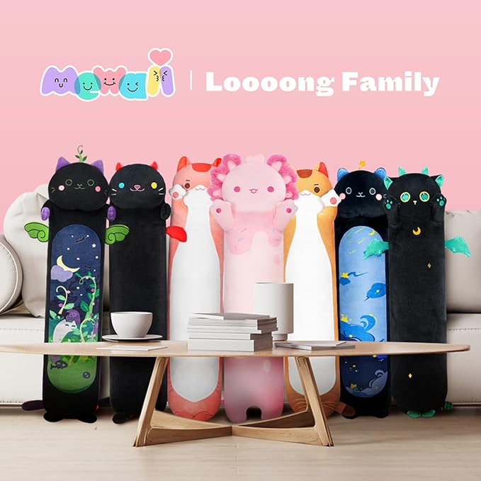 Mewaii Long Axolotl Plush 5 Sizes, 120% Extra Filling Giant Plushness Kids Body Pillow, Kawaii Cute Pink Axolotl Stuffed Animals Plushies, Big Long Body Pillow Cat Plush Gift for Girls 20”