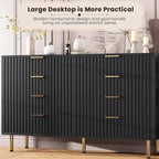 GarveeHome 8 Drawer Dresser for Bedroom, Fluted 55 in Wide Modern Chest of Drawers with Deep Drawers, Wooden Dresser Organizer for Living Room, Hallway, Kids Room, Black