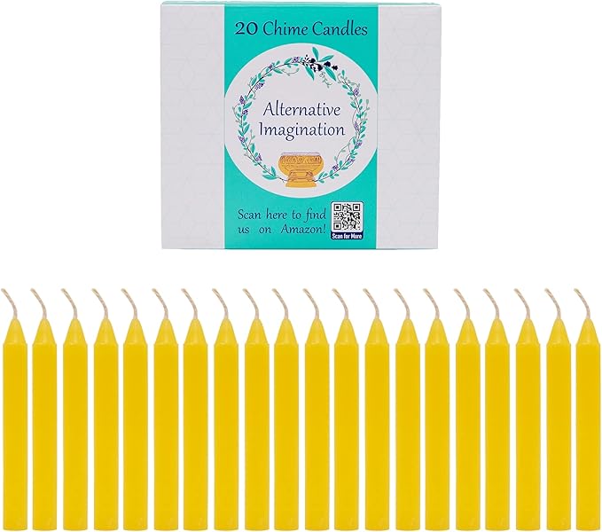 Alternative Imagination Yellow Chime Candles - 20 Pack of Unscented 4 Inch Mini Taper Candles - Dripless Long Burning Ritual Candles for Meditation, Spell Work, Birthdays, Ceremonies & Home Decor