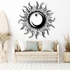 KingGenius Sun Moon Star Wall Decor,Metal Sun Wall Art,Sun Moon Art,Celestial Decor (Silver, 47.2"x47.2"/120x120cm, Metal Wall Art)