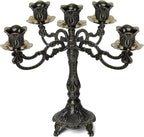 5-Candle Metal Candelabra 10.3 Inch Tall Candlestick Candle Holders for Home Decor Wedding Christmas Church Halloween Party,Bronze Tulip
