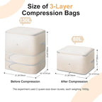 Comforter Storage Bag - 130L Large Capacity Blanket Storage Bags 3-Layer Ultra Space Saving Self Compression Organizer, Washable Compression Bags for Storage Comforter Blanket, 4-Pack, Beige