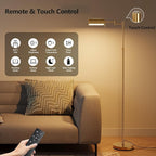 SUNMORY Dimmable LED Pharmacy Floor Lamp, 16W/1500LM Bright Reading Floor Lamp with Remote & Touch Control, 350°Swing Arm, Adjustable Task Craft Standing Lamp for Living Room Bedroom Office, Gold