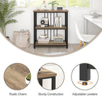 FOLUBAN Small Bookshelf and Bookcase, 3 Tier Open Book Shelf, Modern Metal and Wood Shelving Unit for Living Room Bedroom, Oak