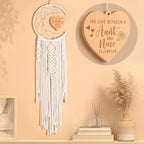 Aunt Niece Gifts for Christmas, Aunt Gifts from Niece Christmas Decorations Dream Catcher with Heart Pendant, Unique Birthday Gift for Nieces from Auntie Women Gift Boho Home Wall Decor
