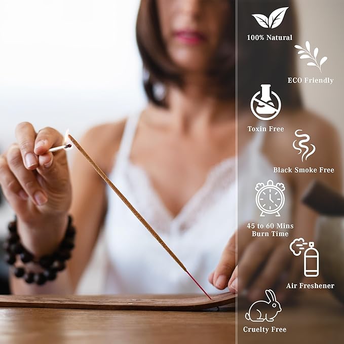 Incense Sticks, Rose Arabic Incense, Pack of 100 Stick, Hand Rolled Aromatic Masala Made with Natural Ingredients, 45-60 Minute Burn Time, Best for Home Fragrance, Meditation, Yoga, Spiritual Healing