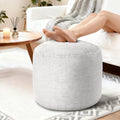 Pouf Ottoman Foot Rest, Comfortable & Soft, Round Footstool for Living Room, Bedroom, Office, Room Decoration, Corduroy Foot Stool Pouf with Odorless & Anti-Clump Filling, Large Grey