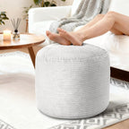 Pouf Ottoman Foot Rest, Comfortable & Soft, Round Footstool for Living Room, Bedroom, Office, Room Decoration, Corduroy Foot Stool Pouf with Odorless & Anti-Clump Filling, Small Grey
