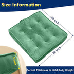 Floor Pillow Set of 4, Memory Foam Meditation Cushion, Floor Cushions for Adults Sitting, Large Square Seat Cushions for Yoga, Living Room, 20x20 Inch (Green)