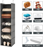 MAX Houser 6 Tier Shelf Hanging Closet Organizer, Closet Hanging Shelf with 2 Sturdy Hooks for Storage,2 Pack, Foldable (Grey)