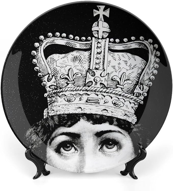 Lina Cavalieri Plate, Wall Decorative Plate, Mysterious Face Plate Wall Hanging Decoration,Including Bracket and Special Spring Hook, 10inch, Style12