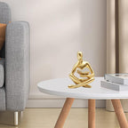 Gold Reading Women Statue, Thinker Sculptures, Abstract Art Ornament, Modern Aesthetic Figurine Decoration, Suitable for Home Living Room Bedroom Office Shelf Table Desk Bookshelf Decor