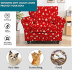 KRFOONN 2 Piece Chair Covers Printed Sofa Covers Couch Covers Washable Armchair Sofa Couch Slipcover Furniture Protector with Elastic Bottom for Living Room (Armchair, Christmas 01), Small
