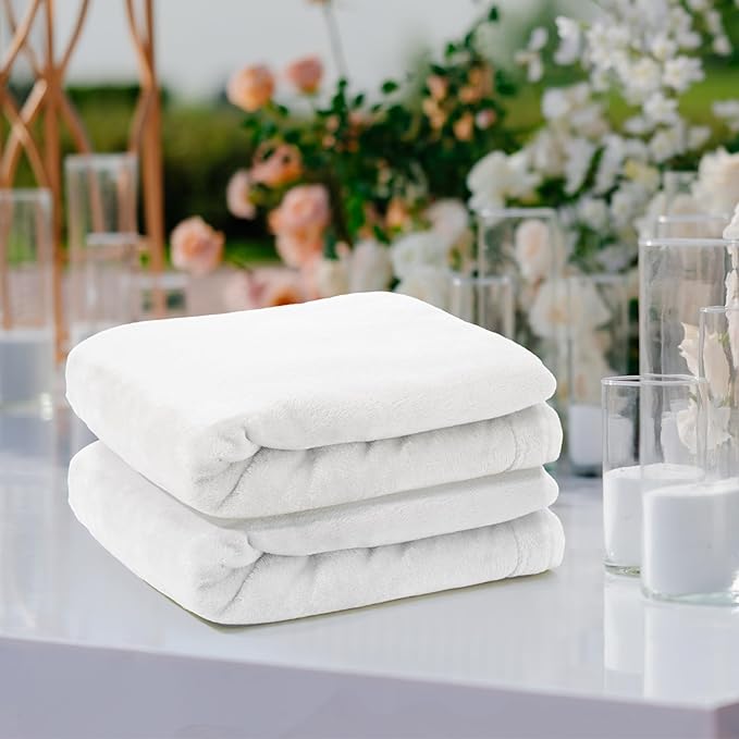 Tinideya 6 Pcs Flannel Fleece Throw Blanket Bulk 50 x 60 Inch Soft Fleece Blanket Warm Throw Blanket Coral Blankets for Couch Sofa Home Wedding Gifts Season (Cream White)