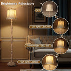 Scenekoy Vintage 66” Tall Floor Lamp for Living Room Bedroom, Resin Carved Standing Lamp with Faux Leather Shade, Adjustable Bulb, Rotary Switch Rustic Lamp for Home Decor (Light Brown)