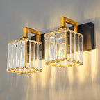 Modern Bathroom Vanity Light 2-Lights Black Gold Crystal Wall Lamp Bathroom Modern Crystal Vanity Lighting