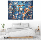 VUMIVI Cartoon Dog Tapestry Cute Puppy Pet Lovers Animal Theme Colorful Illustration Tapestry Wall Hanging for Living Room Bedroom Dorm Classroom Aesthetic Decor W40xL30in