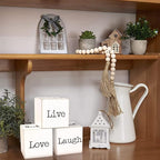 Rustic Home Decor - 4-Sided Wooden Blocks, Home Sweet Home&Thankful Grateful Blessed&Family Believe Faith&Love Live Laugh Sign, Modern Farmhouse Decorations for Shelf Tiered Tray Entryway Coffee Table