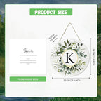 Smile Monogram Letter K Wreaths Wooden Welcome Sign, Family Last Name Initial Front Door Wall Decoration, Floral Spring Summer Porch Rustic Home Kitchen Decor