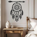 YDONVTI Dream Catcher Metal Wall Decor, Large Dream Catcher Wall Art, Metal Boho Wall Art, Feather Arrow Decoration, Native American Decor, for Bedroom(Black, 24" L x 19" W/60x48cm)