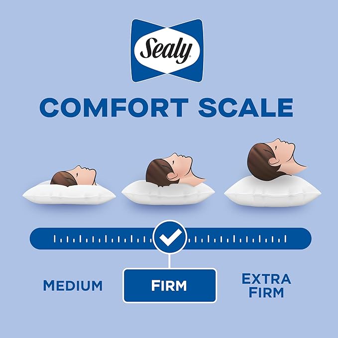 SEALY Perfect Temp Bed Pillows, Plush 100% Cotton Cover, Soft, Breathable, Temperature Balancing, Moisture Wicking, Hypoallergenic EverFluff Fiberfill, Machine Washable, King, White- 2 Pack