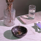 Koville Italian Natural Marble Incense Holder, 5inch Incense Holders for Sticks, Sturdy Incense Burner Ash Catcher, Ideal for Meditation, Relaxing, Easy to Clean(Nero Portoro)