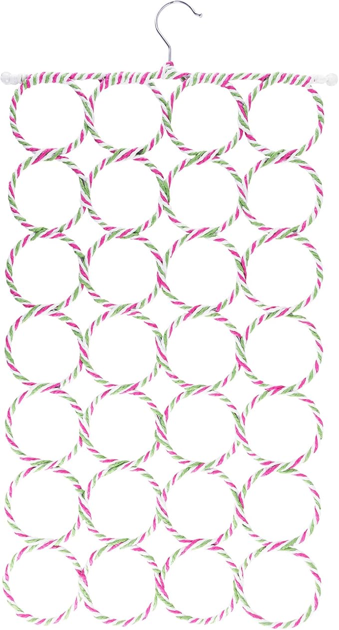 Super Z Outlet Foldable 28 Ring Hole Slots Space Saving Clothing Closet Hanger Scarf, Ties, Belts, Socks Organizer for Home Bedroom, Bathroom, Living Room (Multicolor) (Pack of 2)