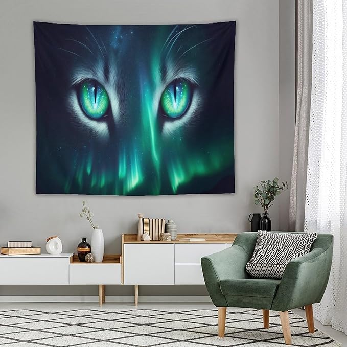 VUMIVI Cat Eye Galaxy Tapestry Mystical Northern Lights Starry Sky Abstract Aurora Art Magical Fantasy Decor Tapestry Wall Hanging for Living Room Bedroom Dorm Classroom Aesthetic Decor W60xL50in