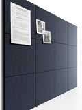 Bumusty Large Cork Board 48" x 36" Alternative - 12 Pack Felt Wall Tiles with 70 Safe Removable Adhesive Tabs, 30 Pushpins, Cork Boards for Walls Bulletin Board Office Decor (Deep Charcoal Blue)